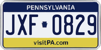 PA license plate JXF0829