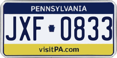 PA license plate JXF0833