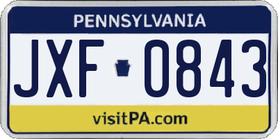 PA license plate JXF0843