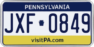 PA license plate JXF0849