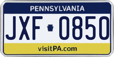 PA license plate JXF0850