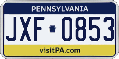 PA license plate JXF0853