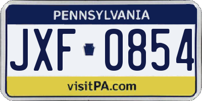 PA license plate JXF0854