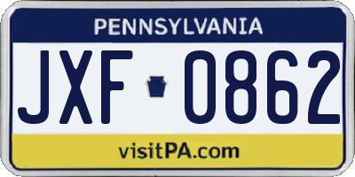 PA license plate JXF0862