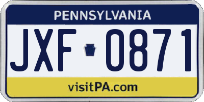 PA license plate JXF0871