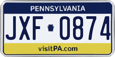 PA license plate JXF0874