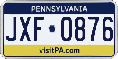 PA license plate JXF0876