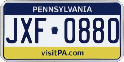 PA license plate JXF0880