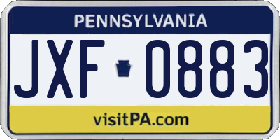PA license plate JXF0883
