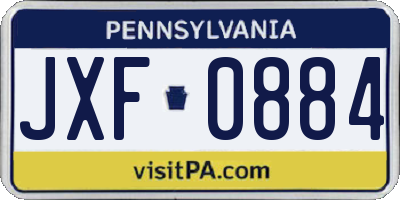 PA license plate JXF0884