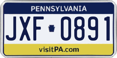PA license plate JXF0891