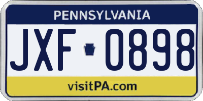 PA license plate JXF0898