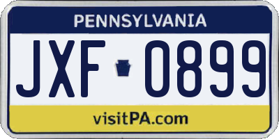 PA license plate JXF0899