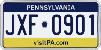 PA license plate JXF0901