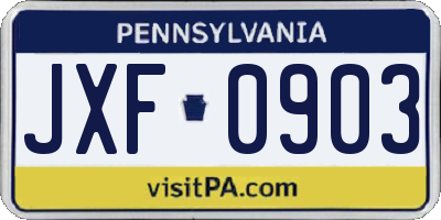 PA license plate JXF0903
