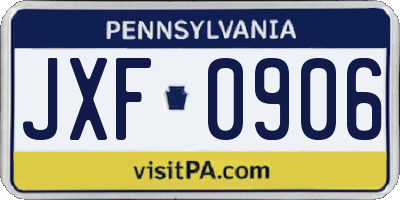 PA license plate JXF0906
