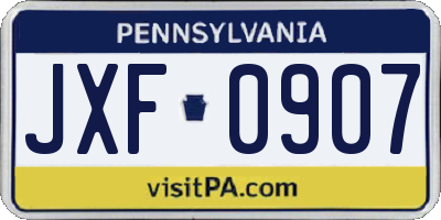 PA license plate JXF0907