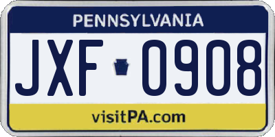 PA license plate JXF0908