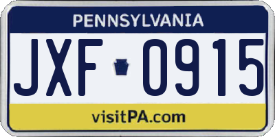 PA license plate JXF0915