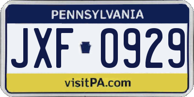 PA license plate JXF0929