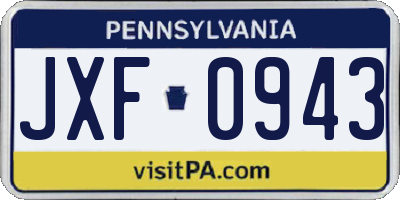 PA license plate JXF0943