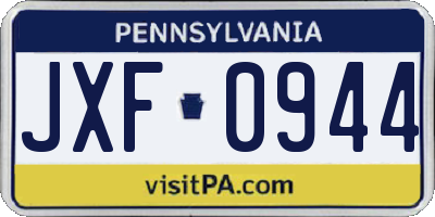 PA license plate JXF0944