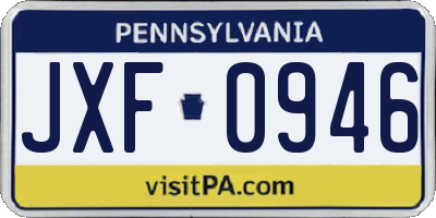 PA license plate JXF0946