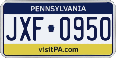 PA license plate JXF0950