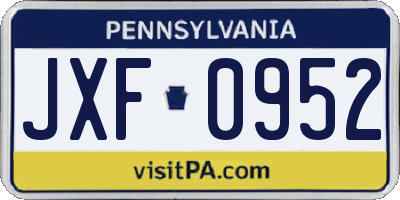 PA license plate JXF0952