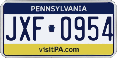 PA license plate JXF0954