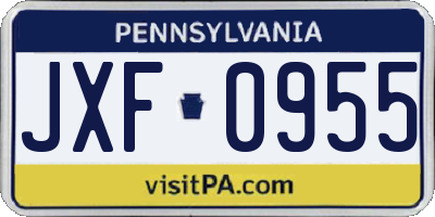 PA license plate JXF0955