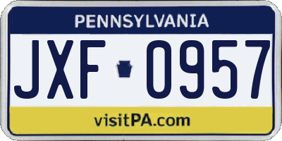 PA license plate JXF0957