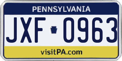 PA license plate JXF0963