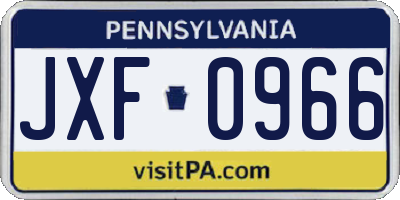 PA license plate JXF0966