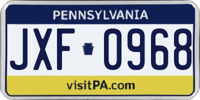 PA license plate JXF0968