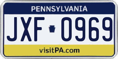 PA license plate JXF0969