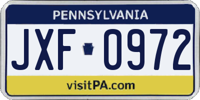 PA license plate JXF0972