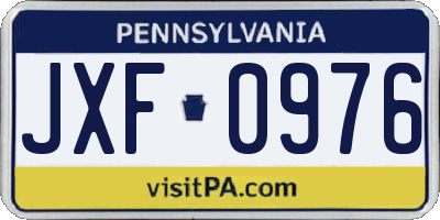 PA license plate JXF0976
