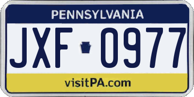 PA license plate JXF0977