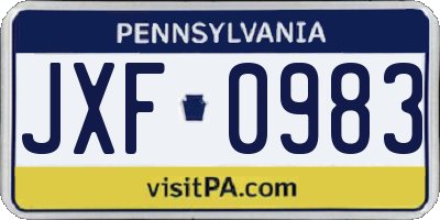 PA license plate JXF0983