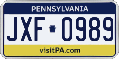 PA license plate JXF0989