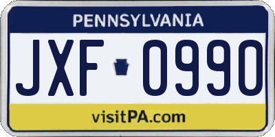 PA license plate JXF0990