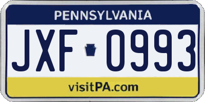 PA license plate JXF0993