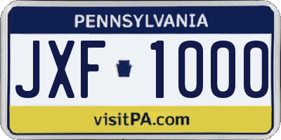 PA license plate JXF1000