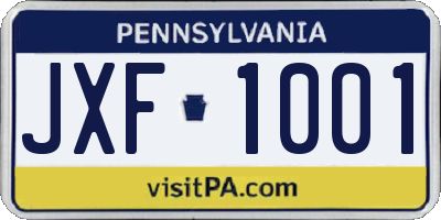 PA license plate JXF1001