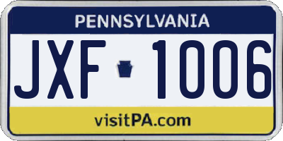 PA license plate JXF1006