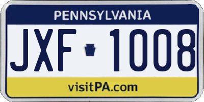 PA license plate JXF1008