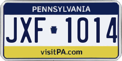 PA license plate JXF1014