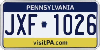 PA license plate JXF1026