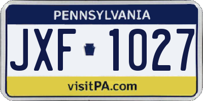 PA license plate JXF1027